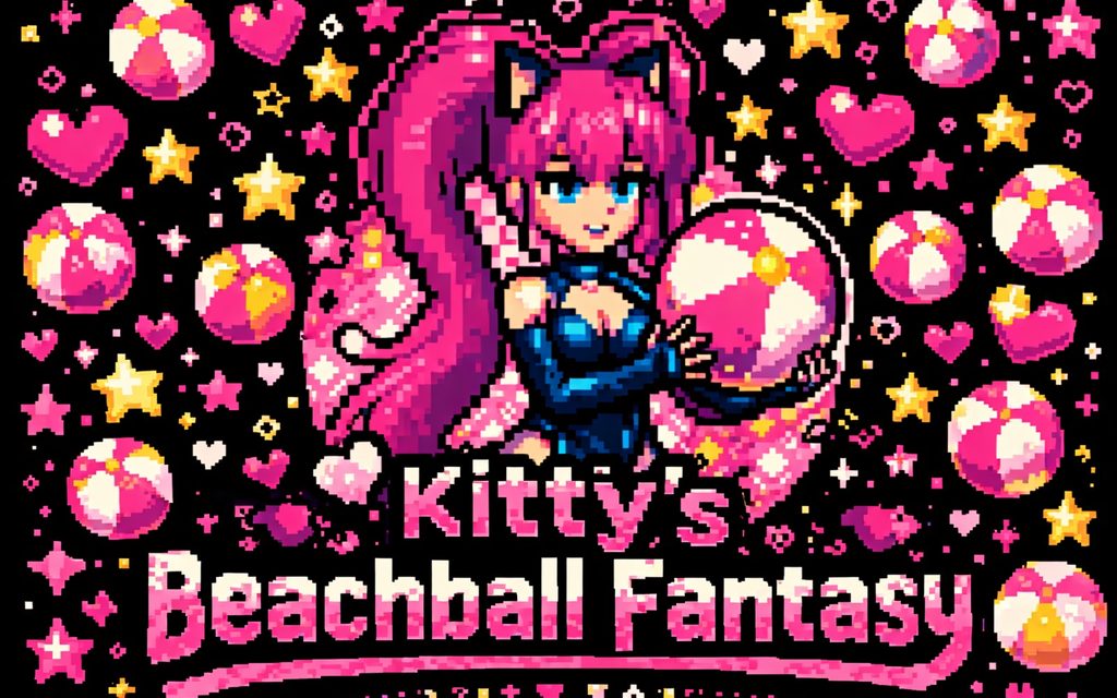 Pixel art key art for Kitty's Beachball Fantasy
